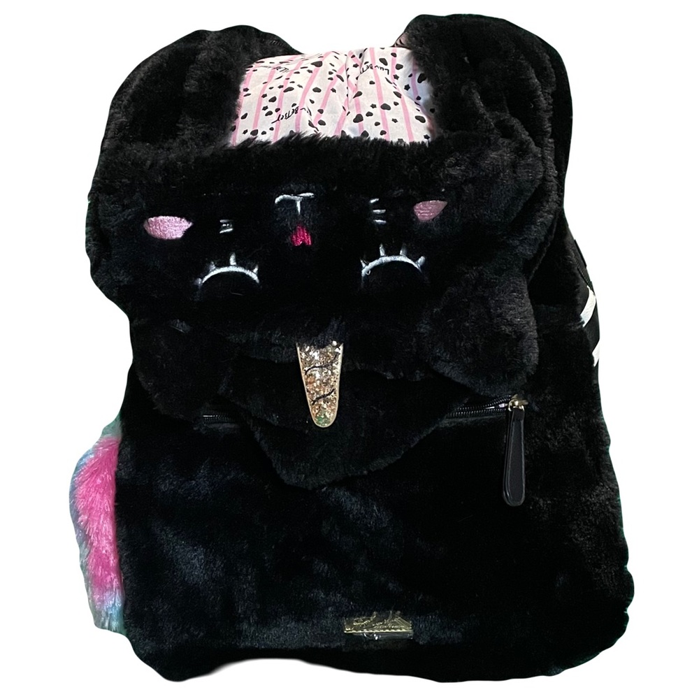 Betsey Johnson CATTY Kitsch Convertible Plush Hoodie Backpack ◈ Cat Kitty Kitten
